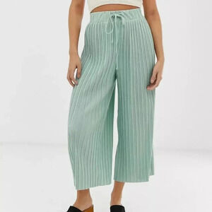 Bershka wide leg drawstring pants in green
